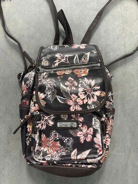 Rosetti Floral Print Faux Leather Mini Backpack – Espresso & Blush (A1)